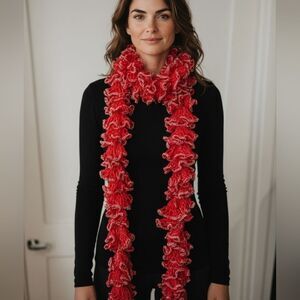 Extra Long Red and Silver Scarf